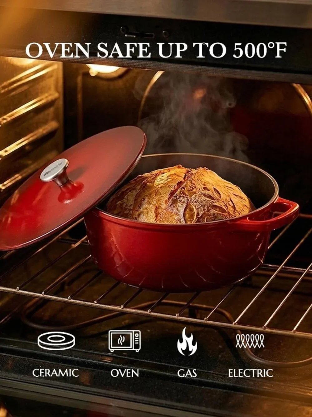 6QT Enameled Cast Iron Dutch Oven with Lid - Perfect for Baking, Braising